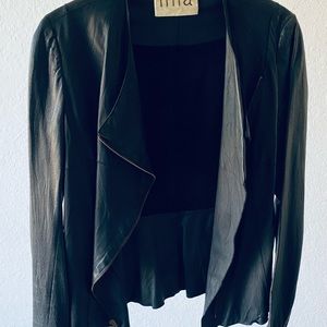 Illia black leather moto jacket. Pre owned in excellent condition medium